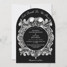 Tot de Dood Gotische Schedels Monogram Geboogde Tr Kaart
