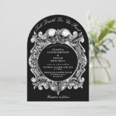 Tot de Dood Gotische Schedels Monogram Geboogde Tr Kaart (Staand voorkant)