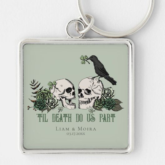 Tot de Dood Gotische St. Patrick's Day Bloemenskel Sleutelhanger (Voorkant)