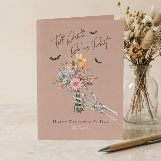 Tot de Dood Gotische Wilde Bloem Skelet Valentijns Feestdagen Kaart
