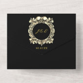 Tot de Dood Gotische Zwarte en Gouden QR-code Trou All In One Uitnodiging (Achterkant)