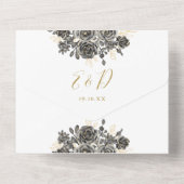 Tot de dood goud gotische rozen QR-code bruiloft All In One Uitnodiging (Achterkant)