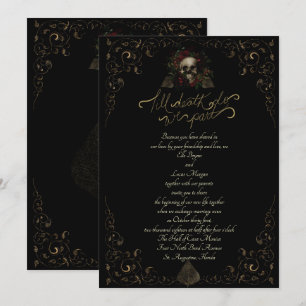 Tot de Dood Gouden Sierlijke Elegante Goth Huwelij Kaart