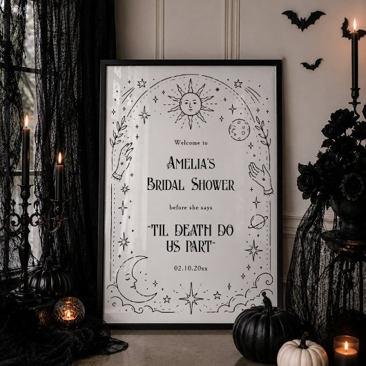 Tot de Dood Halloween Bruiloftsborrel Welkom Poster