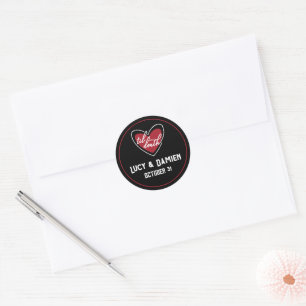 Tot de dood Hart Namen Goth Huwelijk Ronde Sticker