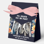 Tot de dood maken we deel skeletten gotische bruil bedankdoosjes (Voorkant)