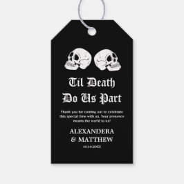Tot de dood maken we deel uit Halloween bruiloft Cadeaulabel