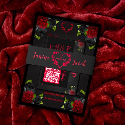 Tot de dood maken we deel uit van Gothic Red Heart Uitnodigingen Wikkel