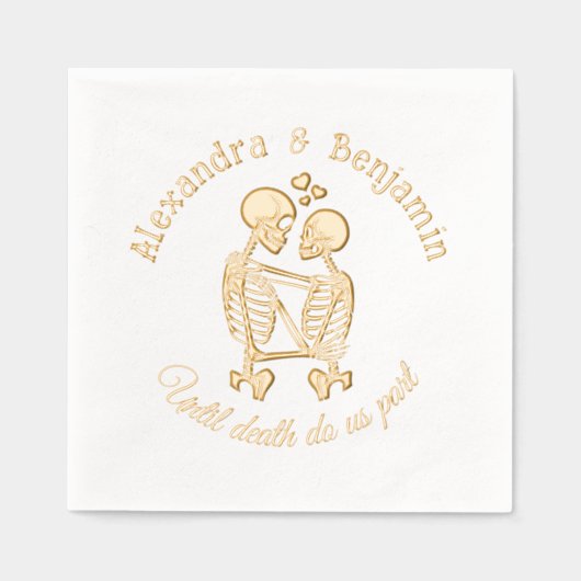 Tot de dood maken we deel uit van het skeletkoppel folie servetten (Voorkant)