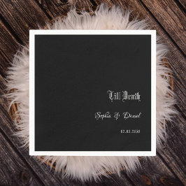 Tot de dood met naam Gothic Black Wedding Servet