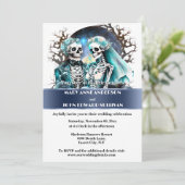 Tot de dood ons deel blauw wit gothic bruiloft kaart (Staand voorkant)