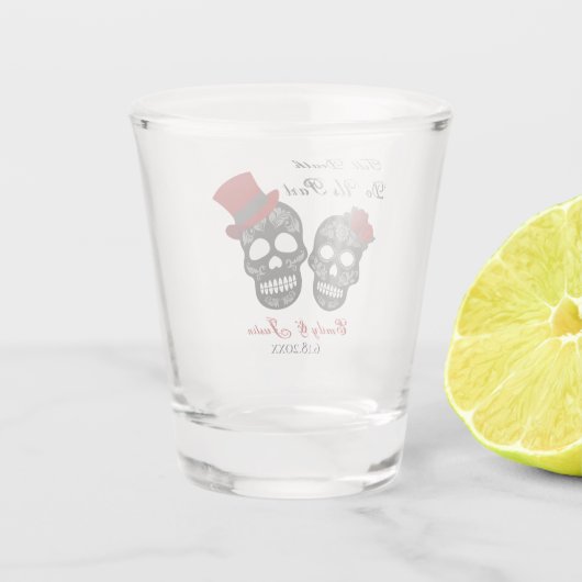 Tot de dood ons deel doen | Weddenschap Shot Glas (Achterkant)