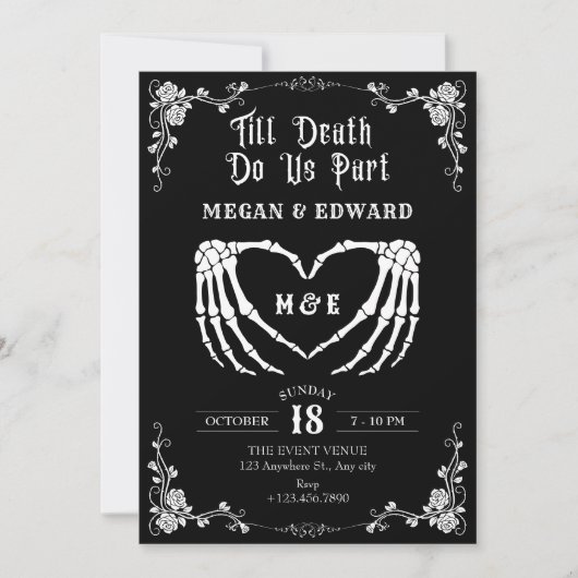 Tot de dood ons deel gothic schedel bruiloft kaart (Voorkant)