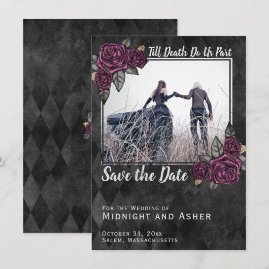 Tot de dood ons deel Gothic sparen de datum Rozen Kaart (Voorkant / Achterkant)