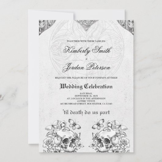 Tot de dood ons Deel Gothic Wedding QR code Kaart (Voorkant)