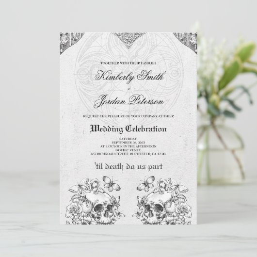 Tot de dood ons Deel Gothic Wedding QR code Kaart (Staand voorkant)