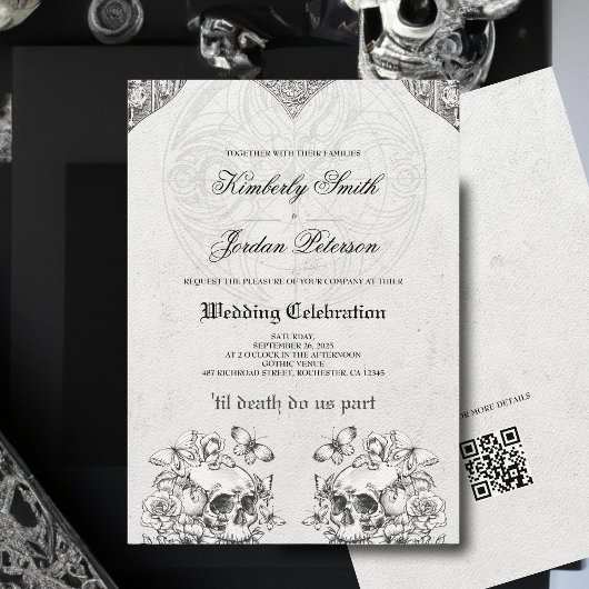 Tot de dood ons Deel Gothic Wedding QR code Kaart