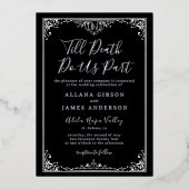 Tot de dood ons deel Gotische Monogram bruiloft Folie Uitnodiging (Voorkant)