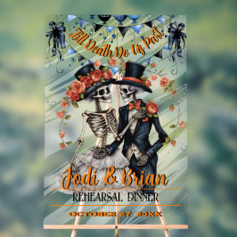 Tot de dood ons deel Halloween bruiloft Acryl Bord