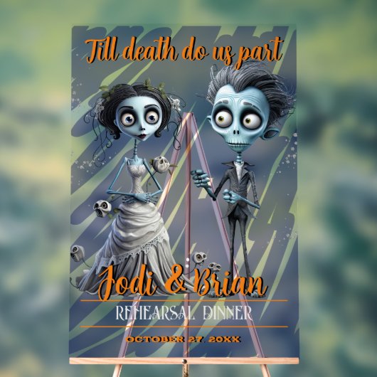 Tot de dood ons deel Halloween bruiloft Acryl Bord (Neutraal)