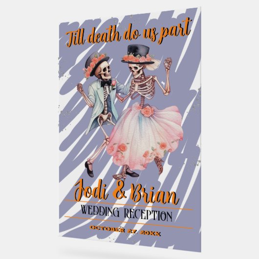 Tot de dood ons deel Halloween bruiloft Acryl Bord (Hoek)