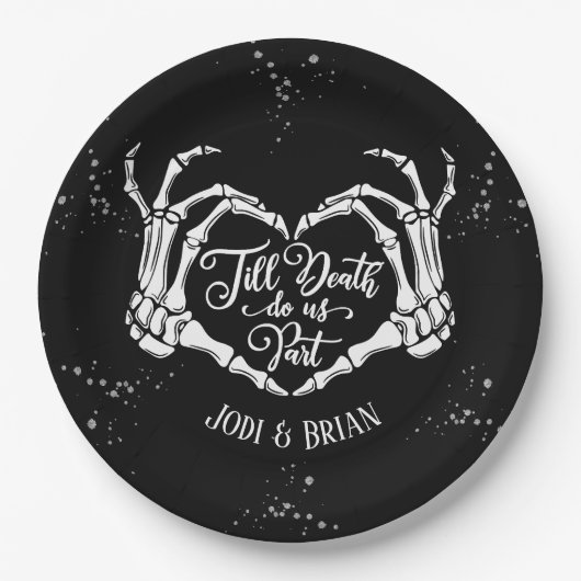 Tot de dood ons deel Halloween bruiloft Papieren Bordje (Voorkant)