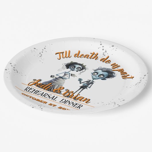 Tot de dood ons deel Halloween bruiloft Papieren Bordje (Gekanteld)