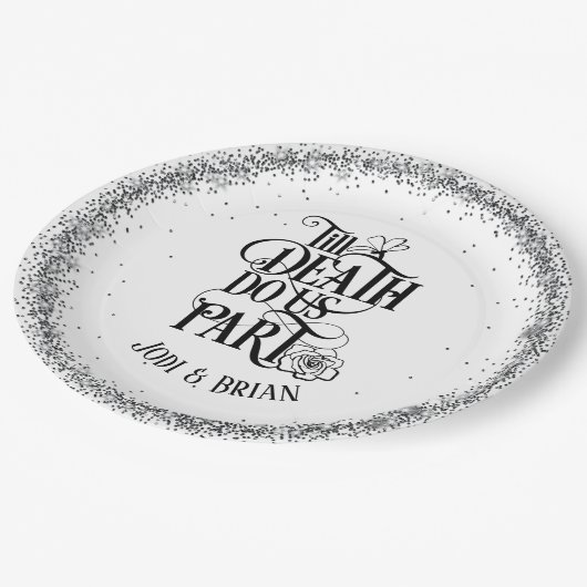 Tot de dood ons deel Halloween bruiloft Papieren Bordje (Gekanteld)