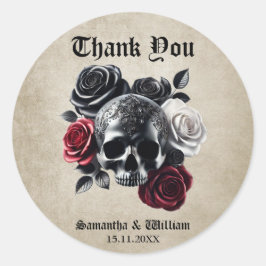 Tot de dood ons deel Halloween bruiloft Ronde Sticker