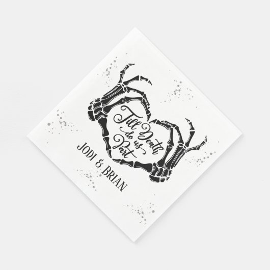 Tot de dood ons deel Halloween bruiloft Servet (Hoek)