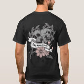 Tot de dood ons deel I grijze roze schedelbloemen  T-shirt (Achterkant)