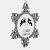 Tot de dood ons deel lichaam tin sneeuwvlok ornament (Links)