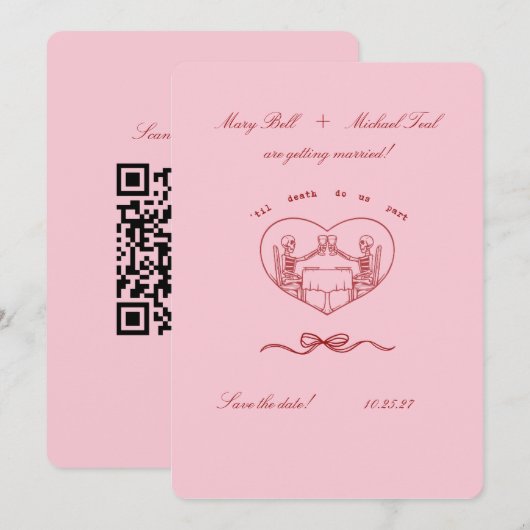 TOT DE DOOD ONS DEEL MINIMALISTISCHE SAVE THE DATE KAART (Voorkant / Achterkant)