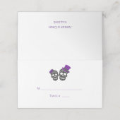 Tot de dood ons deel Paarse gevouwen bruiloft Plaatskaartje (Buitenkant ongevouwen)
