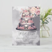 Tot de dood ons deel schedel bruidstaart kaart (Staand voorkant)