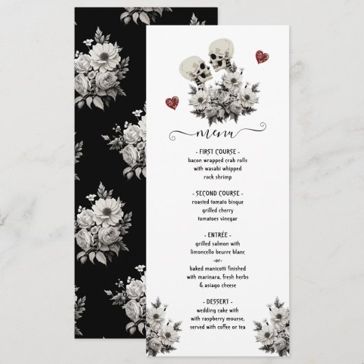 Tot de dood ons deel, skelet bruid bruidegom Menu (Voorkant / Achterkant)