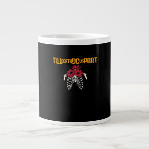 Tot de dood ons deel skelet met rode bloemen CL Grote Koffiekop