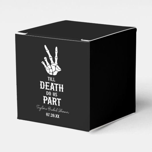 Tot de dood ons deel skelet Vrijgezellenfeest Bedankdoosjes (Voorkant Zijde)