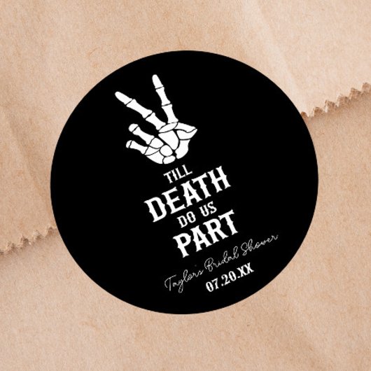 Tot de dood ons deel skelet Vrijgezellenfeest Ronde Sticker