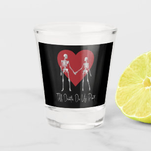 Tot de dood ons Deel Skeleton Black Shot Glas