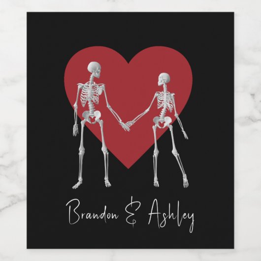 Tot de dood ons Deel Skeleton Black Wijn Etiket (Enkel label)