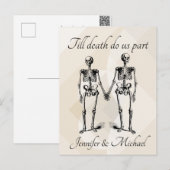 Tot de dood ons deel Skeleton Couple Monogram Briefkaart (Voorkant / Achterkant)