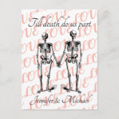 Tot de dood ons deel Skeleton Couple Monogram Pos Briefkaart (Voorkant)