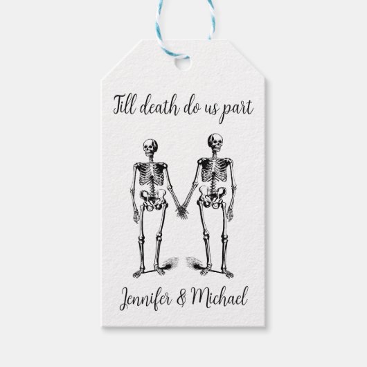 Tot de dood ons deel Skeleton Couple Name Black Cadeaulabel (Voorkant)