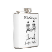 Tot de dood ons deel Skeleton Couple Name Black Heupfles (Rechts)