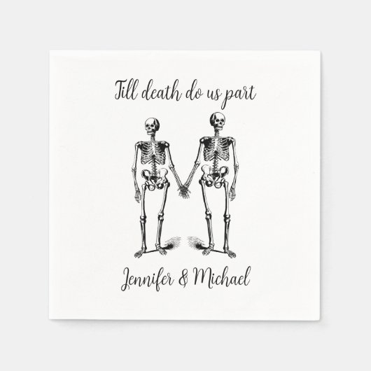 Tot de dood ons deel Skeleton Couple Name Black Servet (Voorkant)