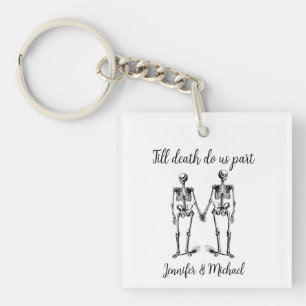 Tot de dood ons deel Skeleton Couple Name Black Sleutelhanger