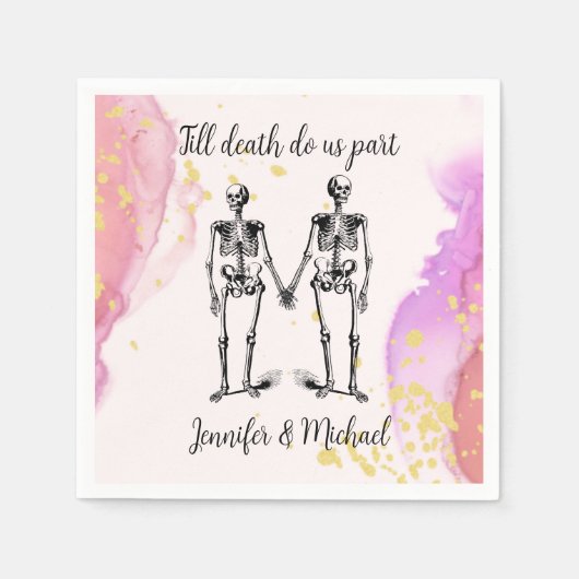 Tot de dood ons deel Skeleton Couple Name blush N Servet (Voorkant)
