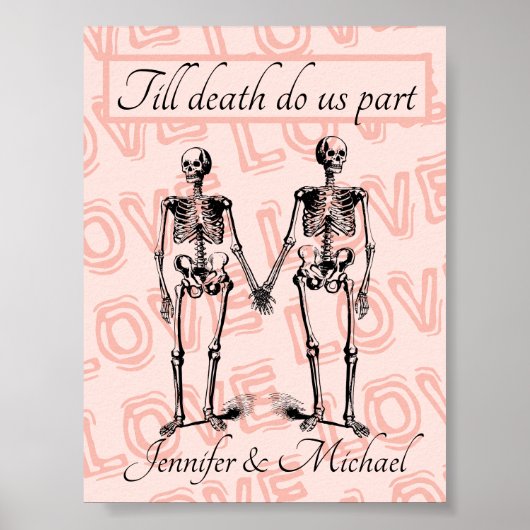 Tot de dood ons deel Skeleton Couple Name Love Poster (Voorkant)