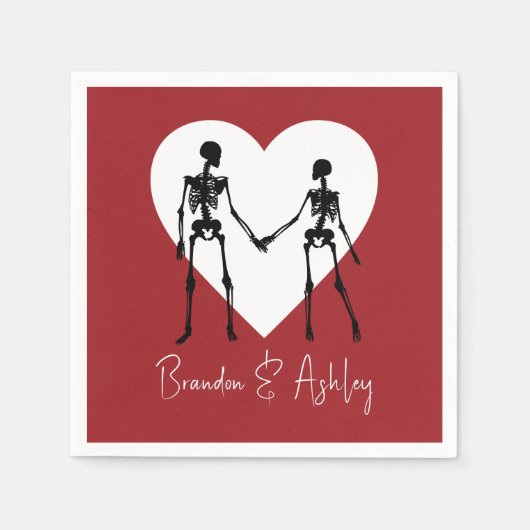 Tot de dood ons deel Skeleton Red Napkins Servet (Voorkant)